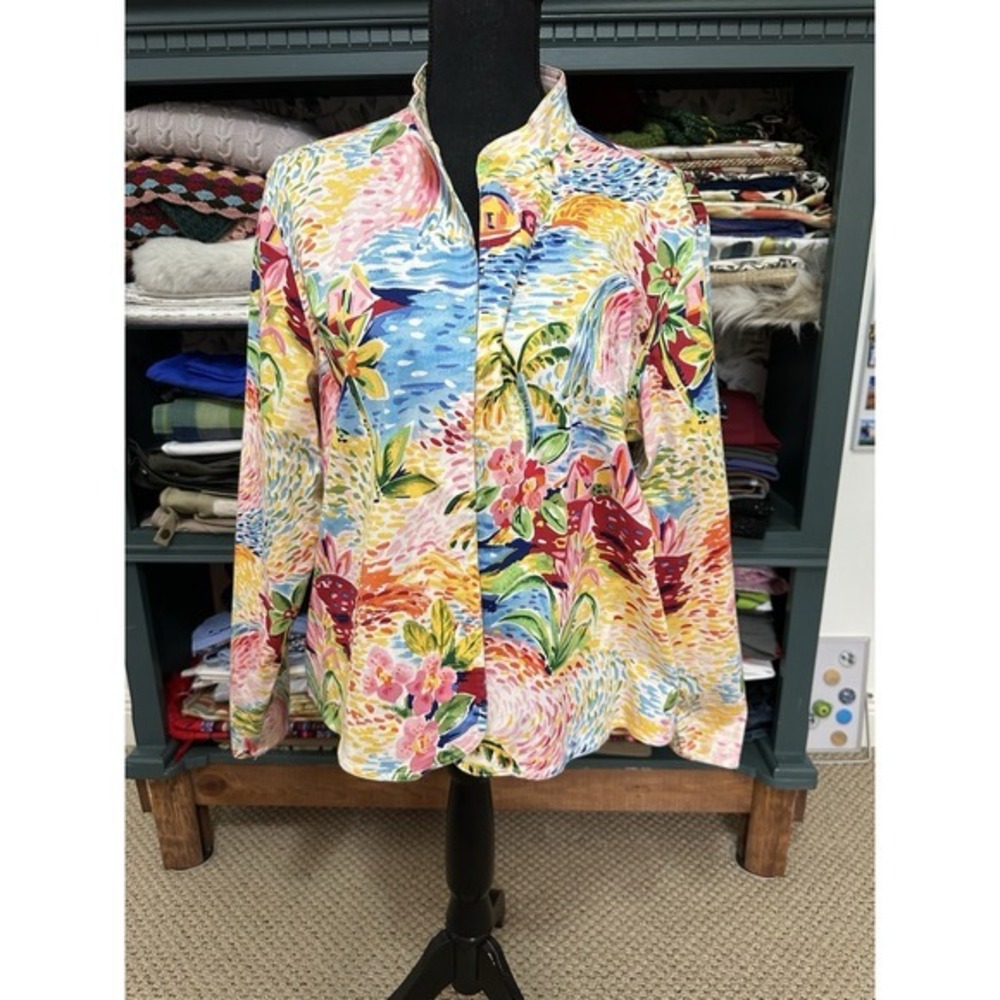 Coldwater Creek Women's PXL Jacket Floral Tropical Unlined Long Sleeve Travel